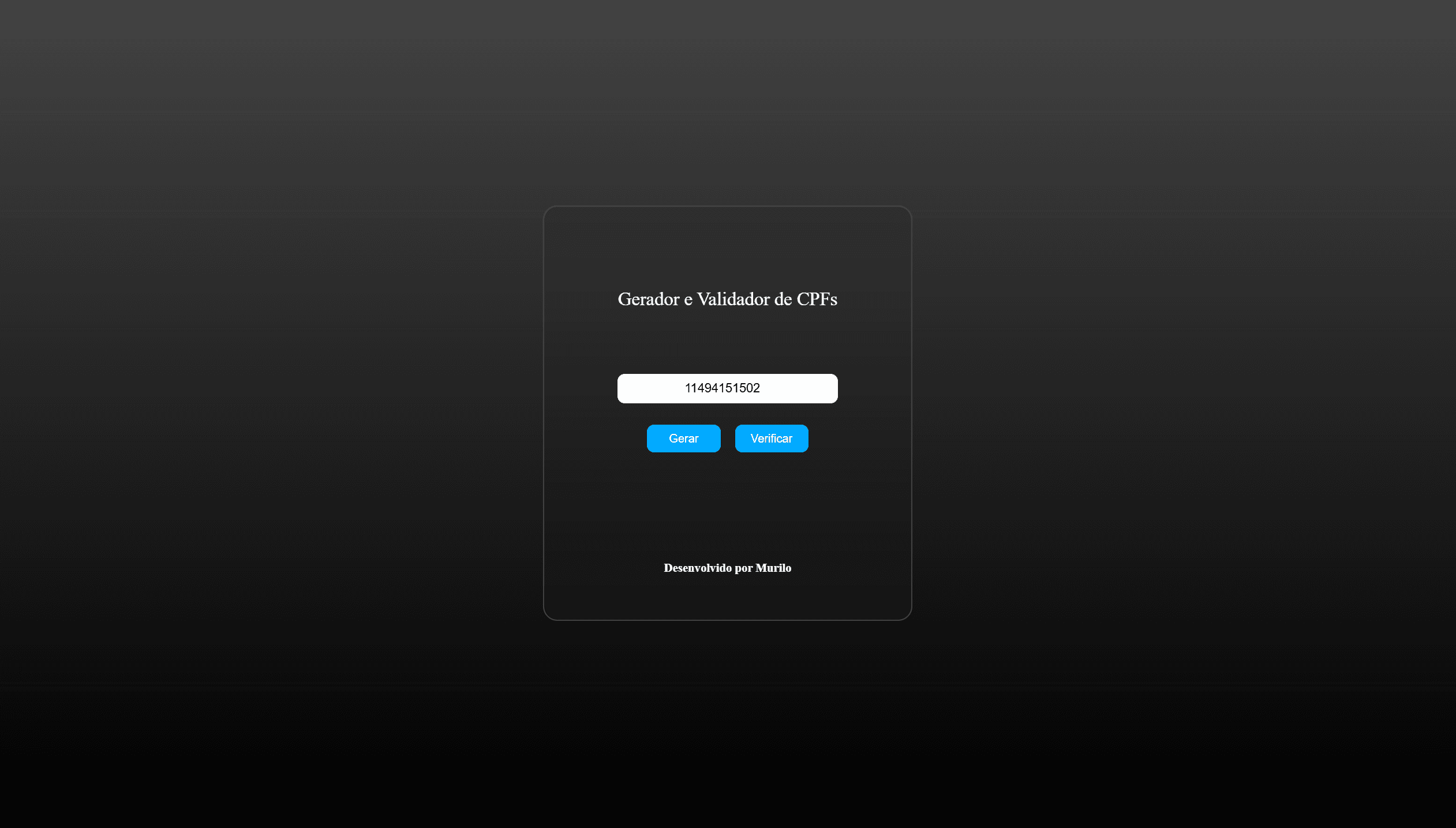 Imagem do projeto Gerador de CPF
